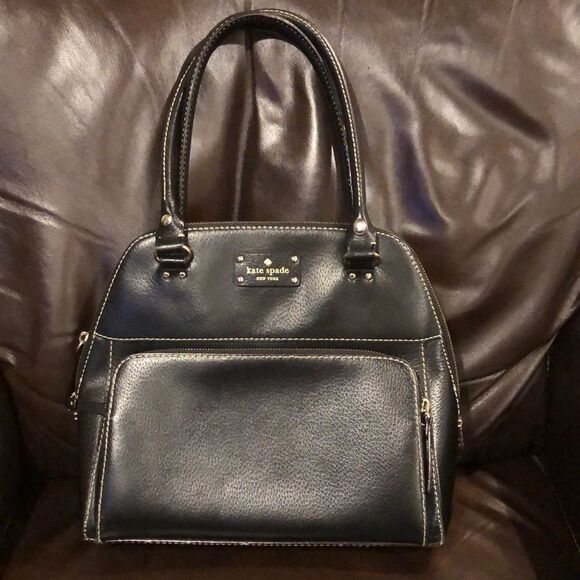 KATE SPADE Black Leather and Gold Zipper Hand Bag - Picture 15 of 15